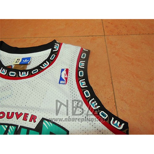 Camiseta Vancouver Grizzlies Mike Bibby NO 10 Historic Retro Blanco
